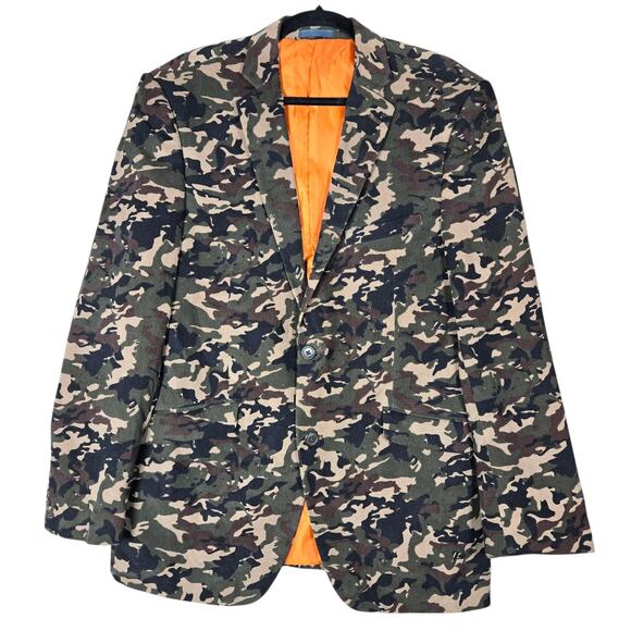 Madison Other - Madison Blazer Mens 40R Corduroy Camouflage Camo Jacket Sport Coat Green Orange